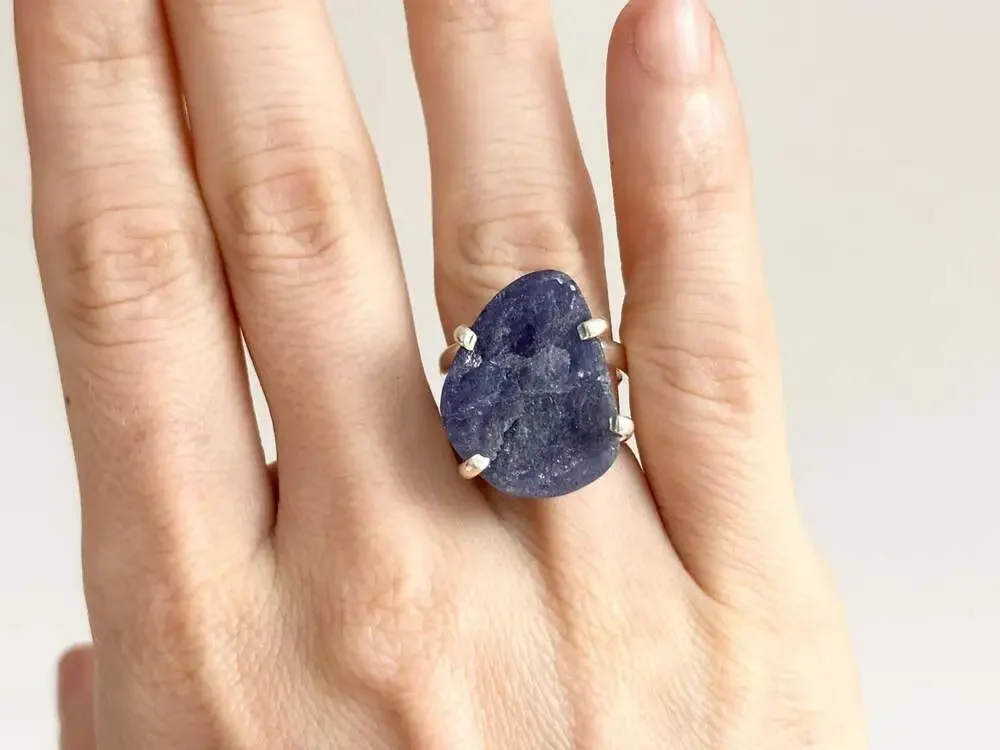 ARYA Rough Tanzanite Solitaire Gemstone Sterling Silver Claw Prong Set 925 Vinta
